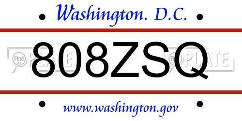 808ZSQ District Of Columbia License Plate