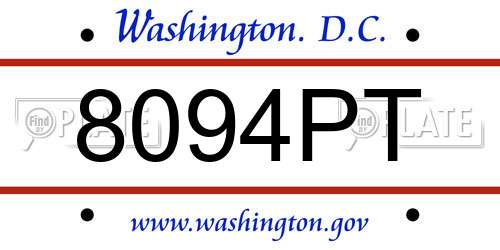 8094PT District Of Columbia License Plate