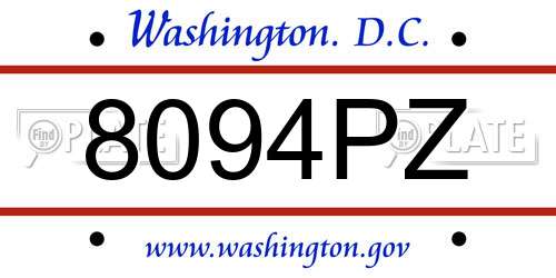 8094PZ District Of Columbia License Plate