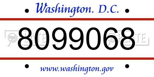 8099068 District Of Columbia License Plate