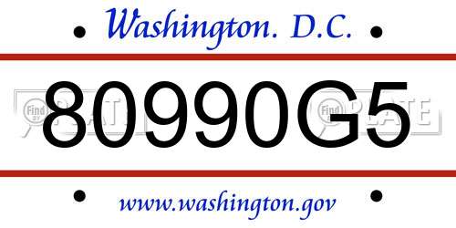 80990G5 District Of Columbia License Plate