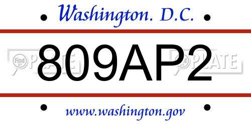 809AP2 District Of Columbia License Plate