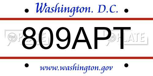 809APT District Of Columbia License Plate