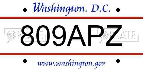 809APZ District Of Columbia License Plate
