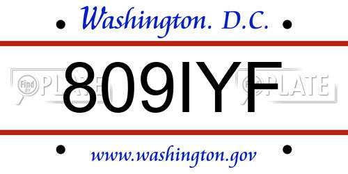 809IYF District Of Columbia License Plate