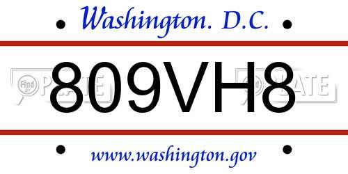 809VH8 District Of Columbia License Plate
