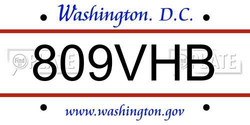 809VHB District Of Columbia License Plate