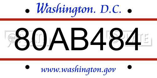 80AB484 District Of Columbia License Plate