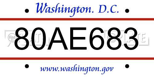 80AE683 District Of Columbia License Plate