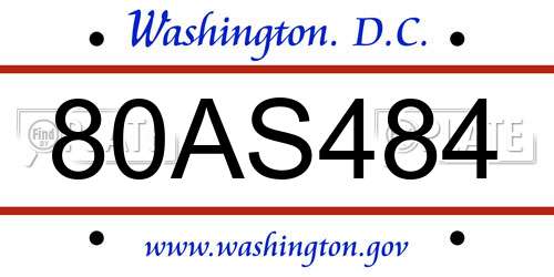 80AS484 District Of Columbia License Plate