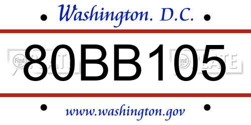 80BB105 District Of Columbia License Plate