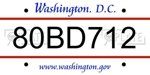 80BD712 District Of Columbia License Plate