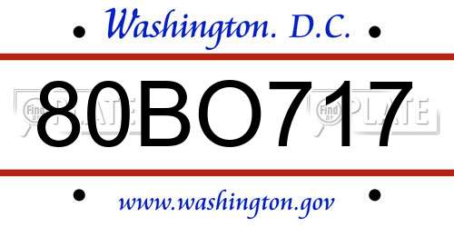 80BO717 District Of Columbia License Plate