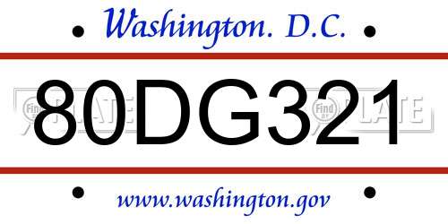 80DG321 District Of Columbia License Plate