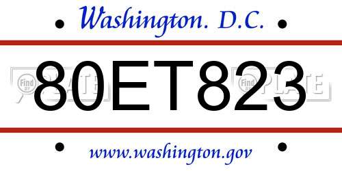 80ET823 District Of Columbia License Plate