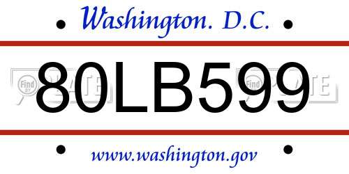 80LB599 District Of Columbia License Plate