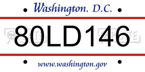 80LD146 District Of Columbia License Plate