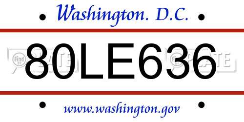 80LE636 District Of Columbia License Plate