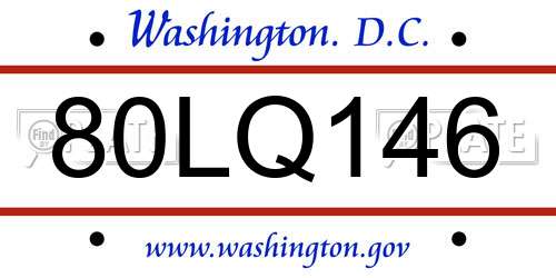 80LQ146 District Of Columbia License Plate