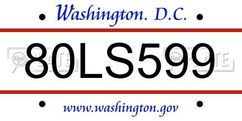 80LS599 District Of Columbia License Plate