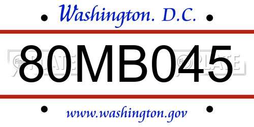 80MB045 District Of Columbia License Plate