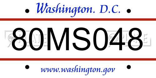 80MS048 District Of Columbia License Plate