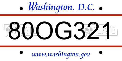 80OG321 District Of Columbia License Plate