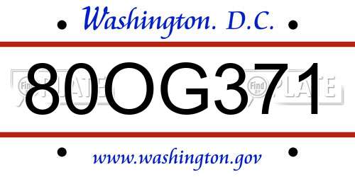 80OG371 District Of Columbia License Plate