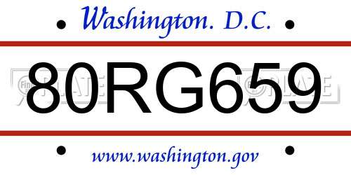80RG659 District Of Columbia License Plate