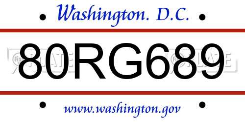 80RG689 District Of Columbia License Plate