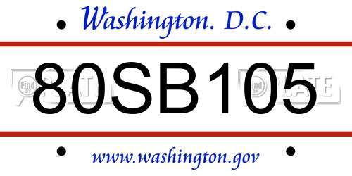 80SB105 District Of Columbia License Plate