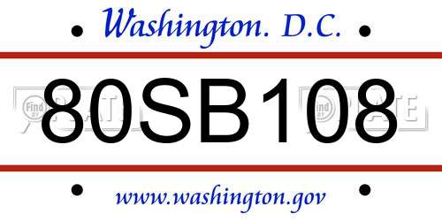80SB108 District Of Columbia License Plate