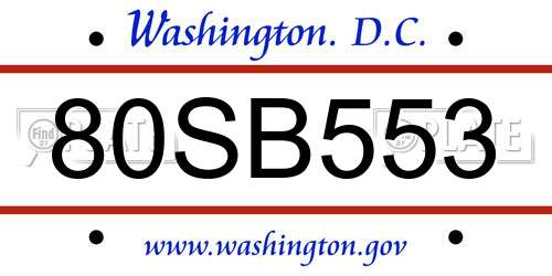 80SB553 District Of Columbia License Plate