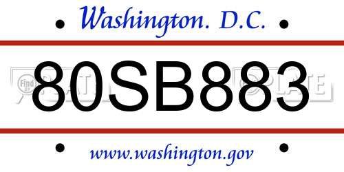 80SB883 District Of Columbia License Plate