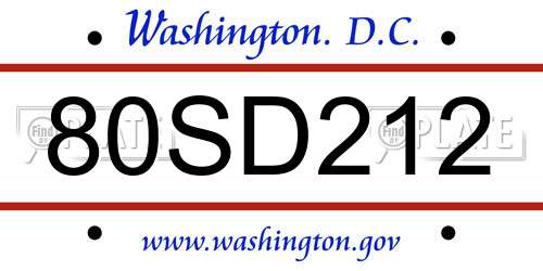 80SD212 District Of Columbia License Plate