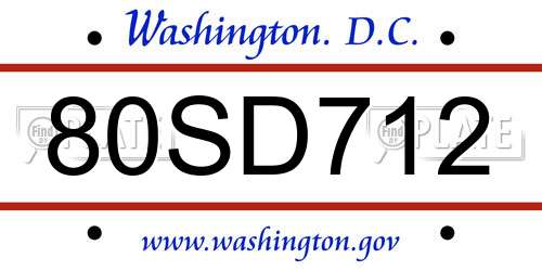 80SD712 District Of Columbia License Plate