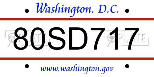 80SD717 District Of Columbia License Plate