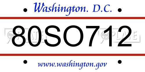 80SO712 District Of Columbia License Plate