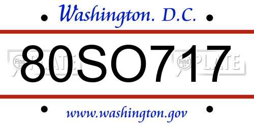 80SO717 District Of Columbia License Plate