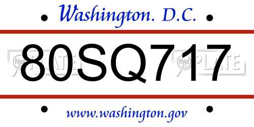 80SQ717 District Of Columbia License Plate