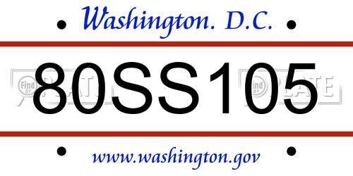 80SS105 District Of Columbia License Plate