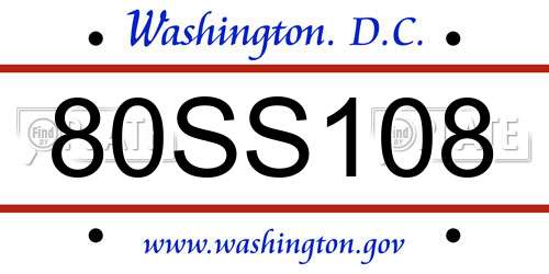 80SS108 District Of Columbia License Plate