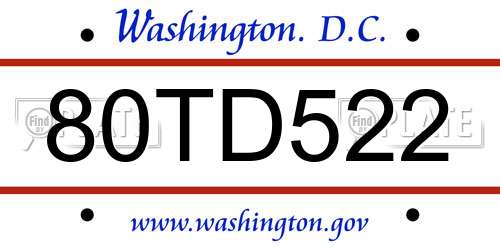 80TD522 District Of Columbia License Plate