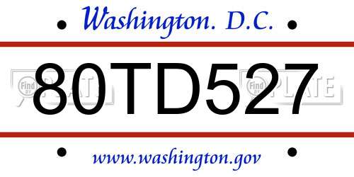 80TD527 District Of Columbia License Plate