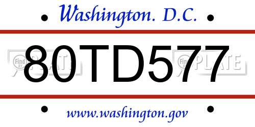 80TD577 District Of Columbia License Plate