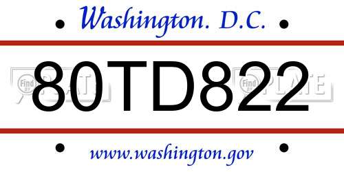 80TD822 District Of Columbia License Plate