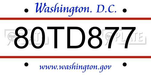 80TD877 District Of Columbia License Plate