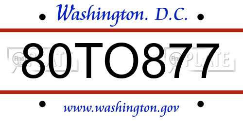 80TO877 District Of Columbia License Plate