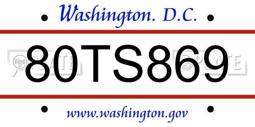 80TS869 District Of Columbia License Plate