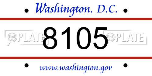 8105 District Of Columbia License Plate